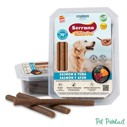 Serrano Sticks Pro Salmon & Tuna – Friandises chien saumon thon 70 % viande sans gluten