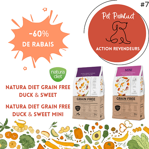alt="Croquettes chien sans céréales canard et patate douce – Natura Diet Grain Free Duck
