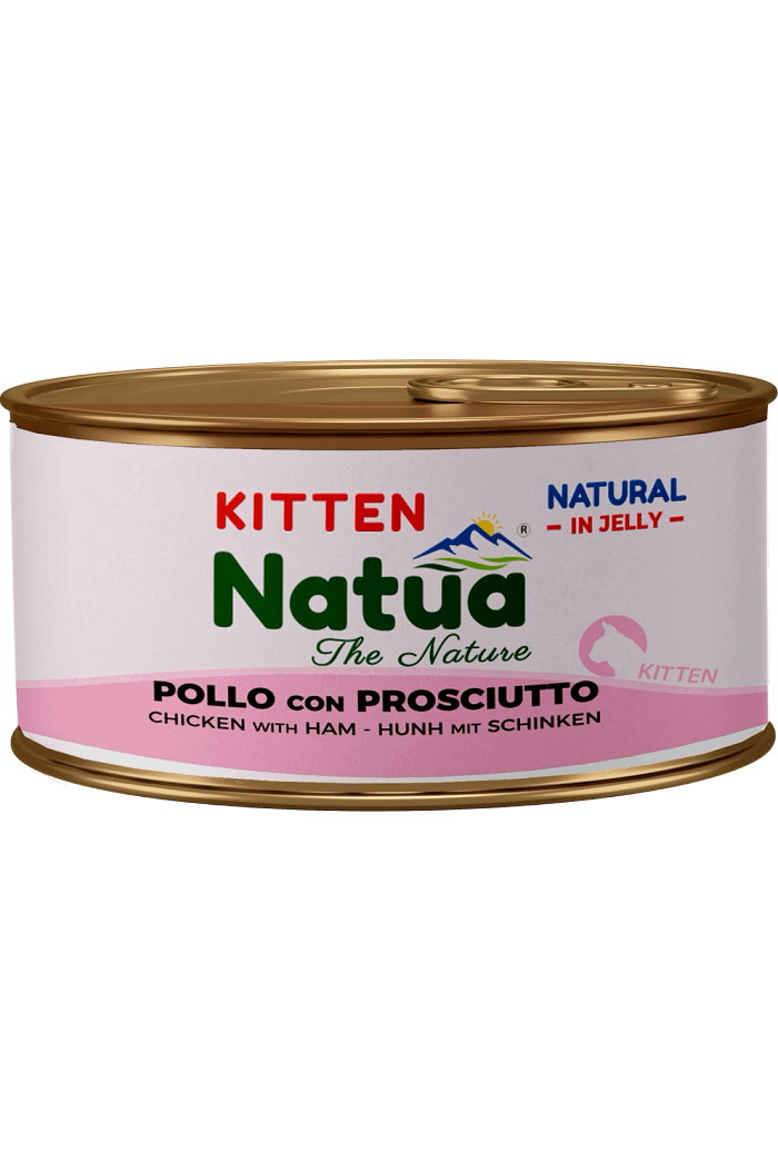 0252 Natua Natural in jelly cat (Chaton Poulet au Jambon 85g) Cat Jelly Cans cat Kitten Chicken with Ham