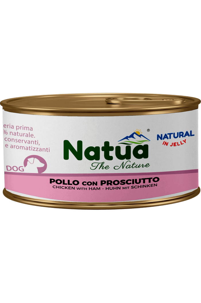 0565 Natua Natural in jelly dog (150g Poulet avec Jambon) Dog Jelly Cans Chicken with Ham