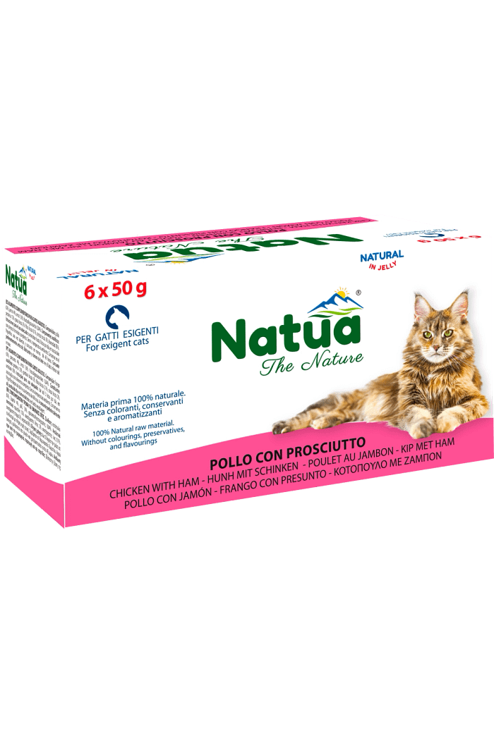 0852 Natua Natural in jelly cat (6x50g Poulet et Jambon) Cat Jelly Cans Chicken with Ham
