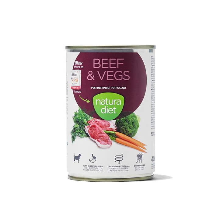 12x400g Boite Chien Natura Diet Adult Beef & Vegs (anciennement Mhims)