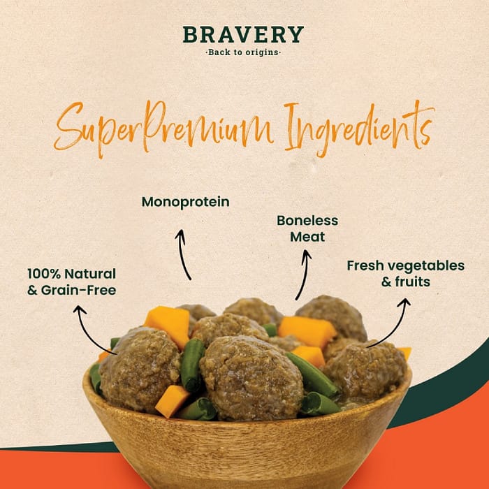 Bravery Dog Wet MeatBalls Boulettes de viande Agneau, Haricots Verts & Citrouille – Image 2