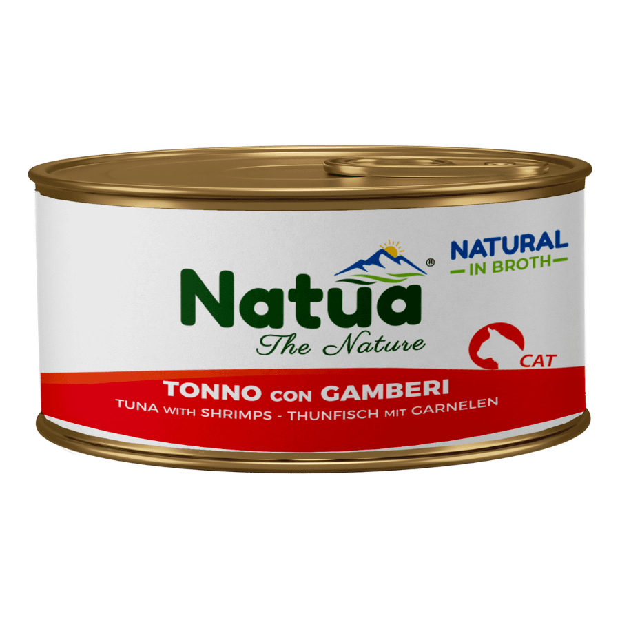 0401 Natua Natural in Broth cat (Thon et Crevettes 85g) Cat Broth Cans Tuna with Shrimps